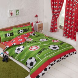 Football Red Double Duvet Cover And Pillowcase Set Bedroom Game Kids