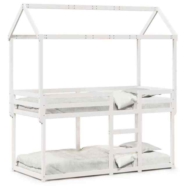 Bunk Bed With Roof White 90x200 Cm Solid Wood Pine Vidaxl