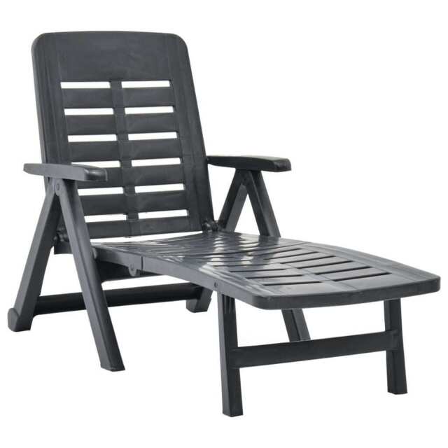 Folding Sun Lounger Plastic Anthracite Vidaxl
