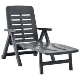 Folding Sun Lounger Plastic Anthracite Vidaxl