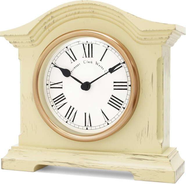 Acctim Falkenburg Distressed Mantel Clock Quartz Cream
