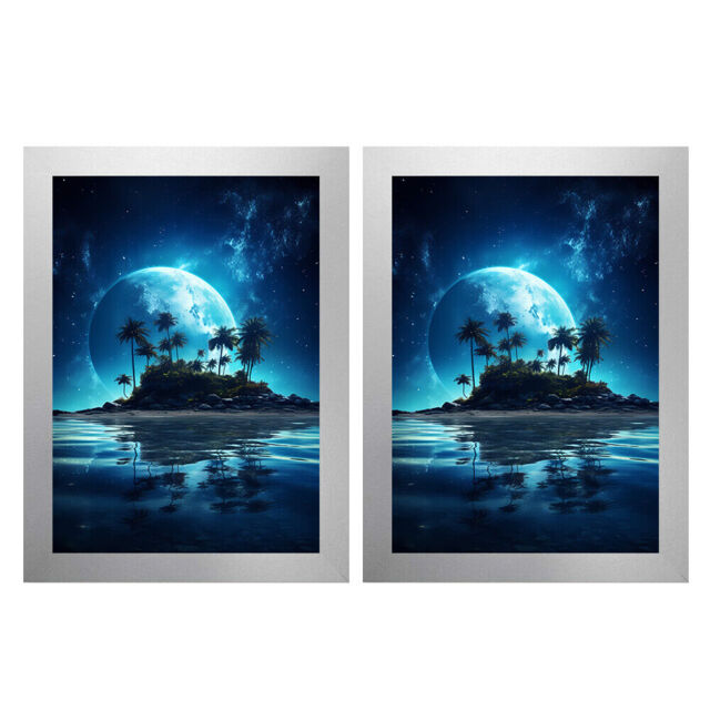 [set Of 2] Silver Glass Front Picture Photo Frame Wall-hanging &