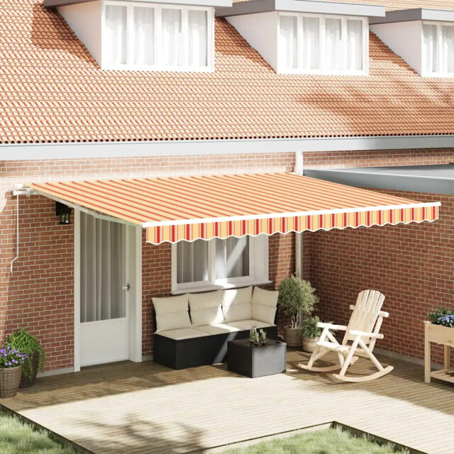 Retractable Awning Yellow Orange 450 X 300 Cm Fabric Vidaxl