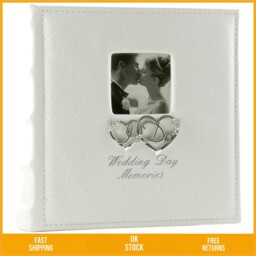 Elegant White Wedding Day Memories Photo Album Holds 80 5x7 Slip In