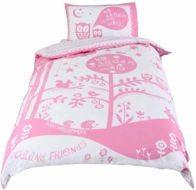 Single Bed Woodland Friends Duvet Set Owl Critters Tree Stars Flowers