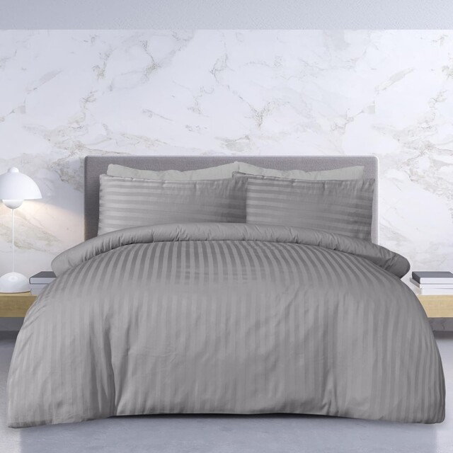 Premium Hotel Quality 100% Cotton Satin Stripe Duvet Cover Set (200cm