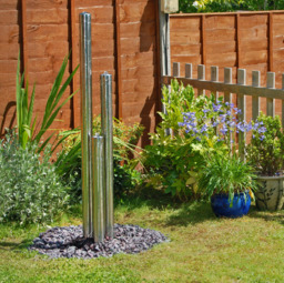 3 Tube Column Water Feature Fountain Contemporary Polish Stainless
