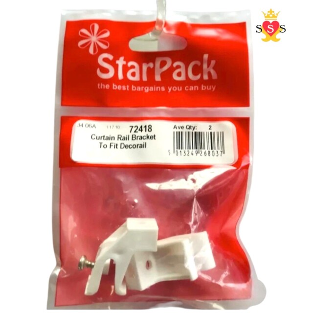 Curtain Rail Brackets To Fit Decorail Track No:72418 1 Pack Of 2pcs
