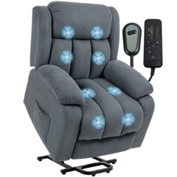 Homcom Power Lift Recliner, Lift Chair With Vibration Massage, Grey
