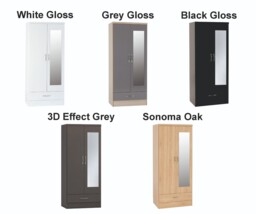 Nevada White Gloss Bedroom Furniture Range Wardrobe Chest Drawers