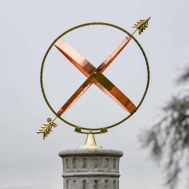 Polished Brass And Copper Garden Armillary Sundial Sphere - 57cm Tall