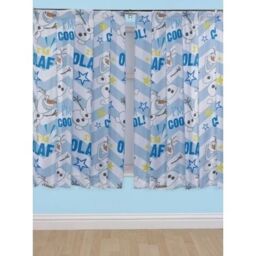 "Disney Frozen Olaf Pair Of Ready Made Pencil Pleat Curtains 66"" X 54"""