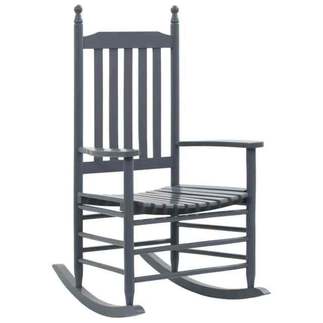 Rocking Chair With Curved Seat Grey Poplar Wood Vidaxl