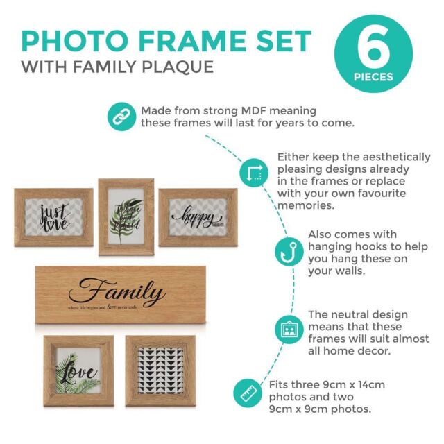Oak Photo Frame Family Plaque Friends Party Wall Mounted Picture Album