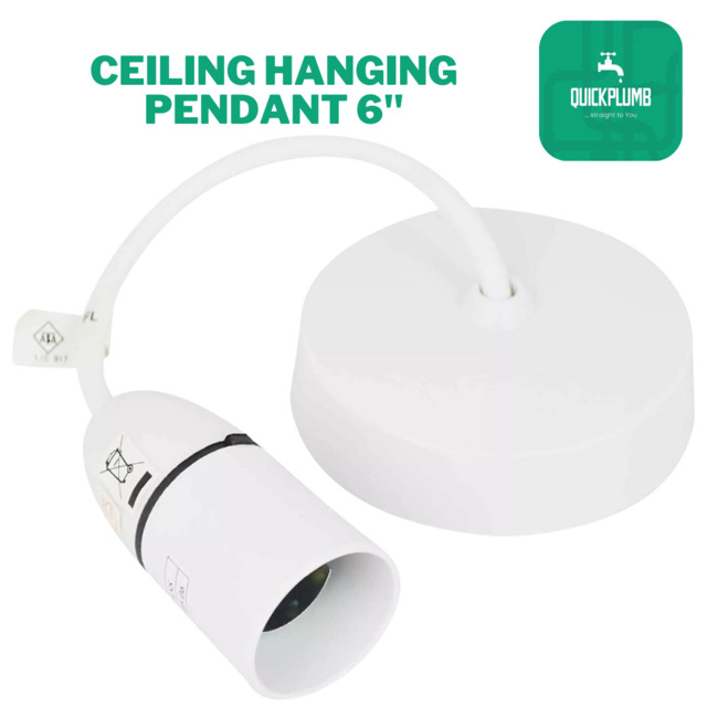 Ceiling Pendant Light Fitting Set With Lamp Holder Cable White 6 Inch