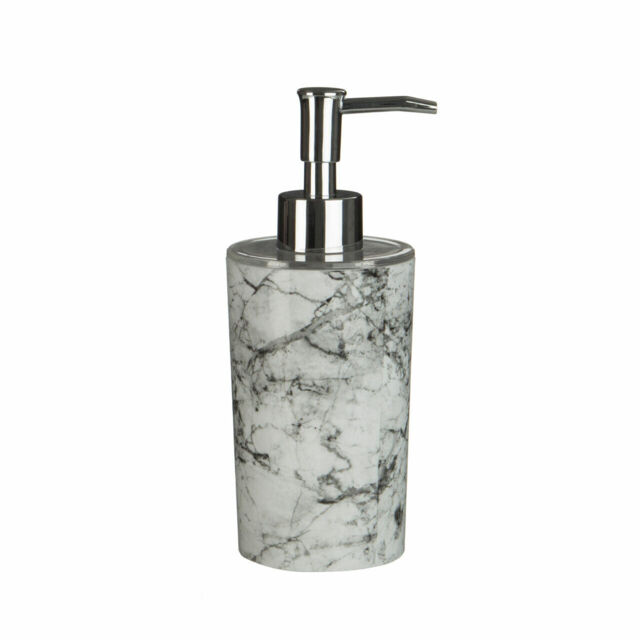 Grey Marble Effect Toothbrush Holder Soap Dispenser Tumbler Bathroom