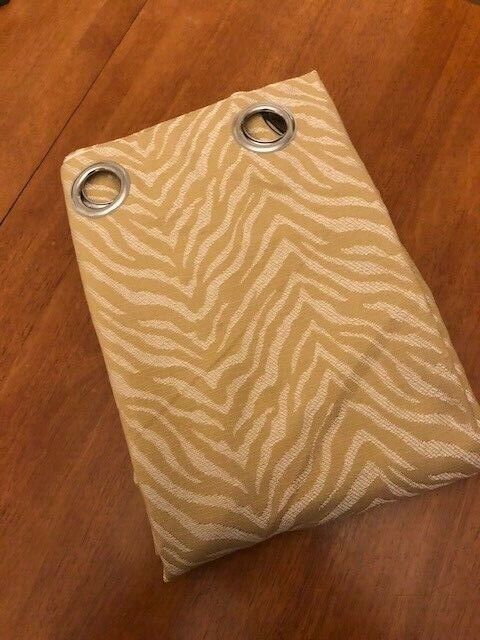 "66"" X 54"" Ring Top Lined Zebra Print Antique Gold Eyelet Pair Of"