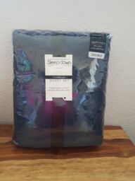 Sleepdown Rouched Bedding Set Navy, Double Bedding Duvet Set &