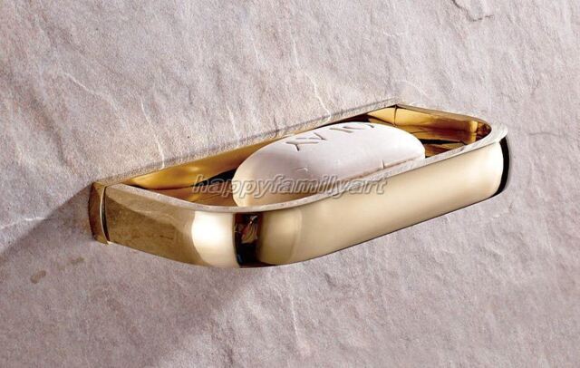 Gold Color Brass Bathroom Accessory Wall Mounted Square Soap Dish