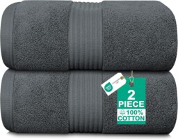 Luxury Set Of 2 Jumbo Bath Sheets - Zero Twist 100x150 Cm Extra Large