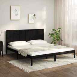 Bed Frame Black Solid Wood Pine 200x200 Cm Vidaxl
