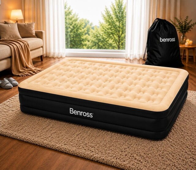 Benross Double Airbed Inflatable Mattress With Built-in Electric Pump
