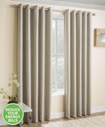 Thermal Eyelet Lined Pair Curtains Enhanced Living Vogue Cream