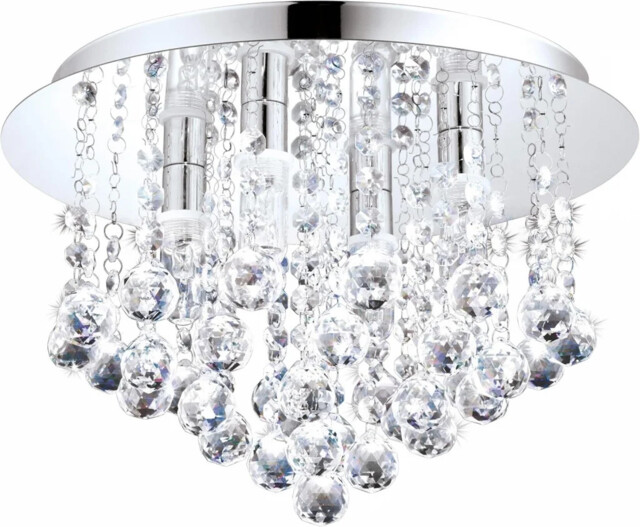 Bathroom Light Silver Almonte 4 Led Ip44 Round Crystals Chrome Eglo