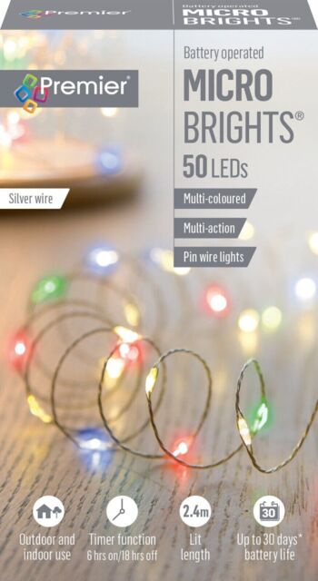 Premier 50 Led Multi-action Battery Operated Micro Pin Wire Lights