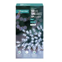 Christmas 100 Battery Timer Led Lights Indoor Or Outdoor - White