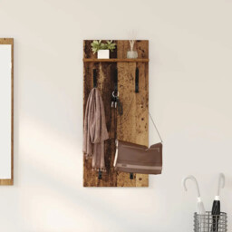 Wall-mounted Coat Rack Old Wood 90 X 40 X 10 Cm Engineered Wood Vidaxl