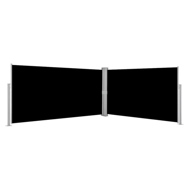 Retractable Side Awning Black 160x600 Cm Pucoated Polyester Stl Frame