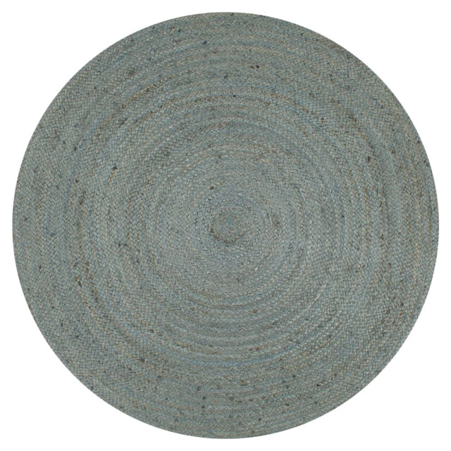 Round Jute Rug Olive Green 90 Cm Handmade Braided Natural Home Mat