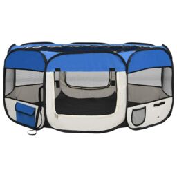 Foldable Dog Playpen With Carrying Bag Portable Travel Soft Fabric Pet