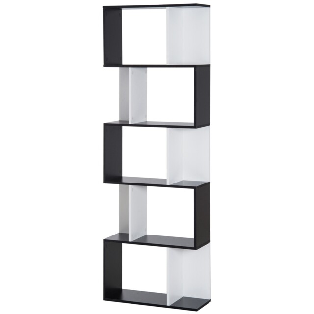 Homcom 5-tier Bookcase Storage Display Shelving S Shape Design Unit