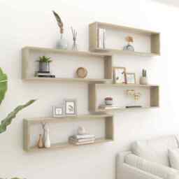 Wall Cube Shelf 4 Pcs Sonoma Oak 100x15x30 Cm Engineered Wood Vidaxl