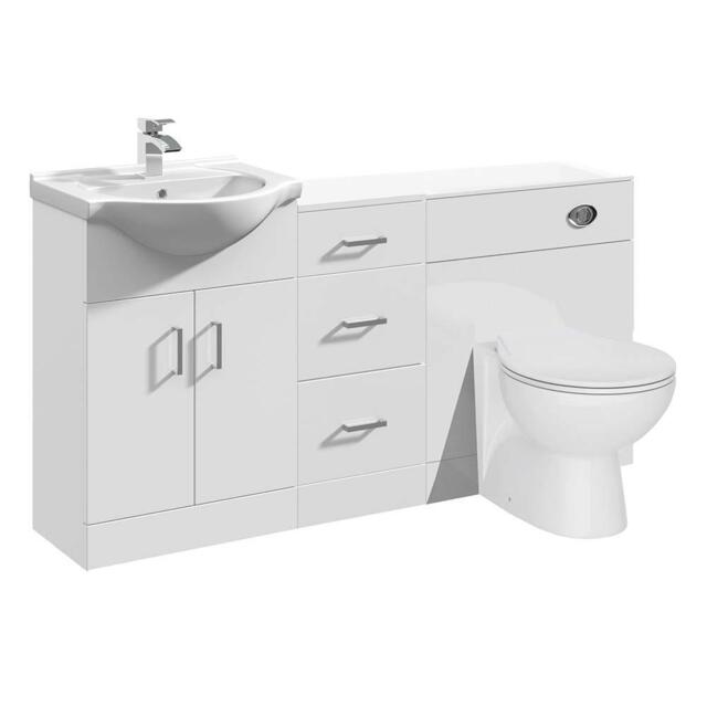 Vanity Unit Combined Sink Toilet Bathroom Suite Furniture Wc Set