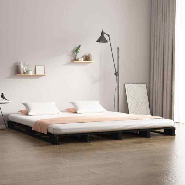 Pallet Bed Black 120x190 Cm Small Double Wood Pine Vidaxl