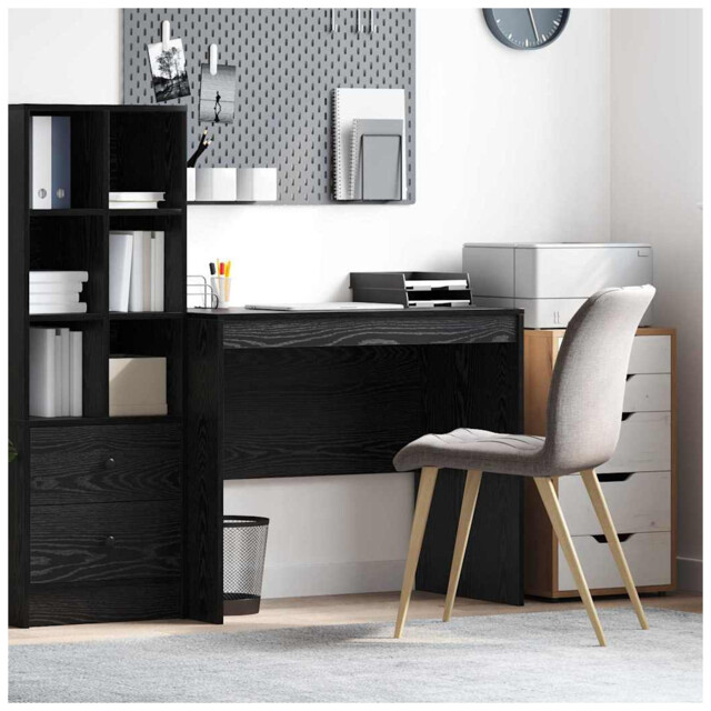 Writing Desk Black Oak 90 X 50 X 76 Cm Engineered Wood Compact Home