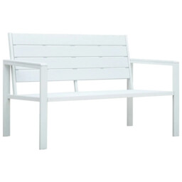 Garden Bench 120 Cm Hdpe White Wood Look Vidaxl