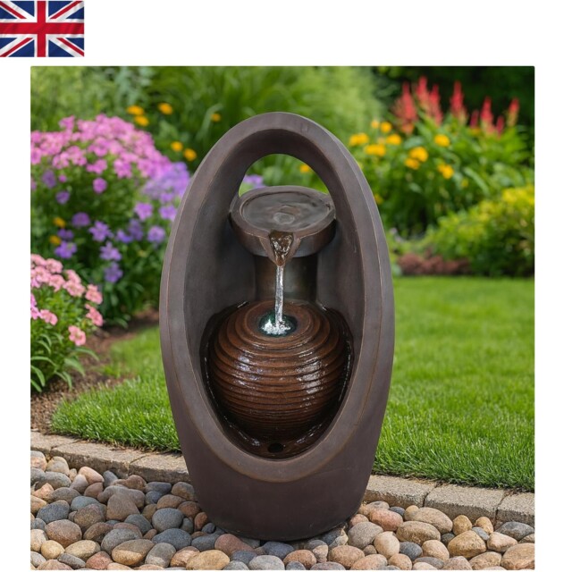 Tranquil Oval Fountain With Led Lights – Perfect Garden Centerpiece &