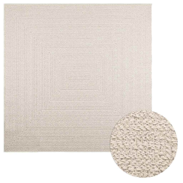 Rug Cream 200x200 Cm Pp Jute-look Uv Resistant Indoor Outdoor