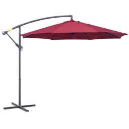 Banana Hanging Parasol 3m Red Polyester Canopy Black Powder Coated