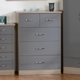 Nevada 3+2 Drawer Chest Grey Gloss Bedroom Shelf Modern Storage