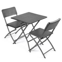Garden Bistro Set 3 Piece Rattan Effect Table Chairs Outdoor Furniture