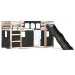 Bunk Bed With Slide And Curtains White And Black 80x200 Cm Vidaxl