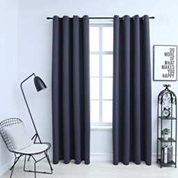 Blackout Curtains With Metal Rings 2 Pcs Anthracite 140x225 Cm Vidaxl