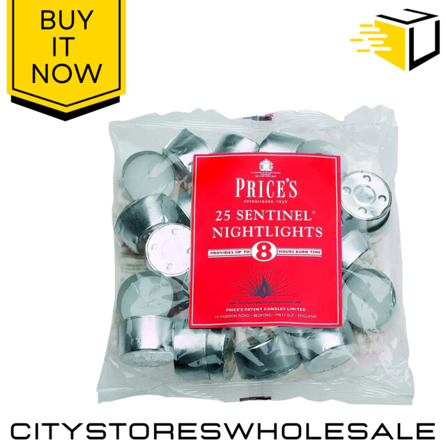 Price's Sentinel Nightlight Candles 8hr Burn - 25 Pack Long Lasting