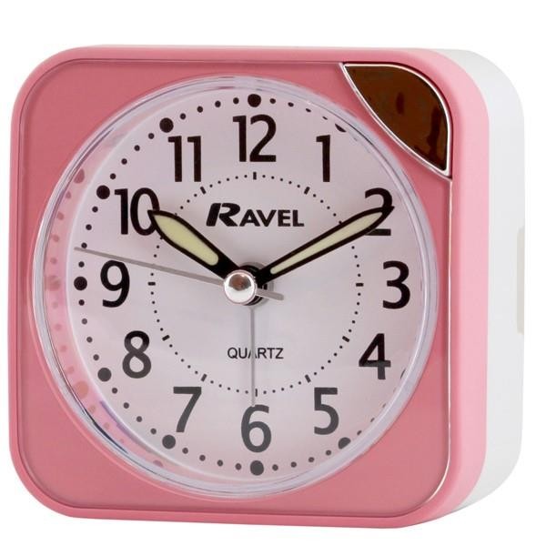 Ravel Small Square Quartz Travel Alarm Clock - Pink Rc001.2
