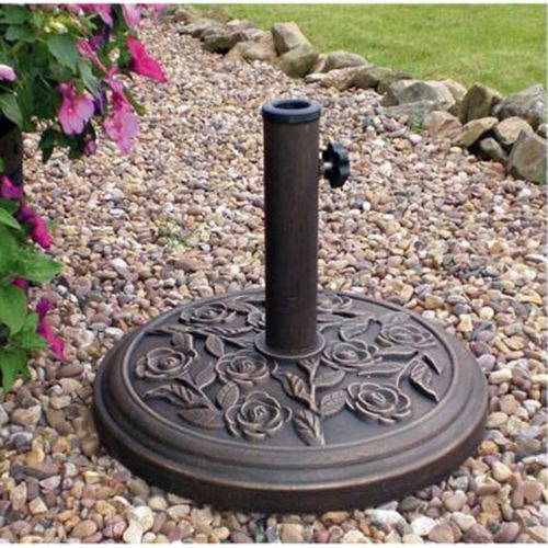 Parasol Umbrella Base Cast Iron Effect Heavy Duty Metal Garden Bronze